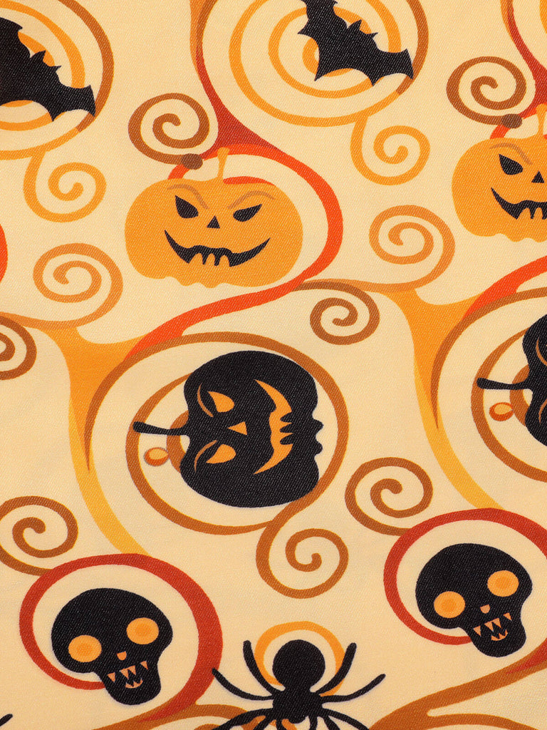 Schwarz & Gelb 1950er Kürbis Fledermaus Spinne Kleid