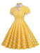 1950er Stehkragen Polka Dot Flared Klied