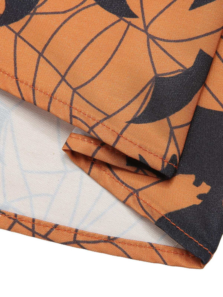 Schwarz & Orange 1950er Halloween Fledermaus ärmelloses Kleid