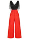 Schwarzer & roter 1950er Patchwork-Overall mit Punkten