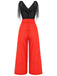 Schwarzer & roter 1950er Patchwork-Overall mit Punkten