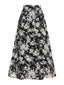 Schwarz-weißer 1960er Rock mit Blumendruck in A-Linie