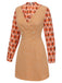 2PCS Orange 1960er Bluse & Tweed Mini Kleid