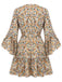 1960er Ausgestelltes Kleid mit langen Ärmeln und Gürtel mit Blumenmuster