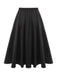 Schwarzer 1950er elastischer Taille Faltenrock