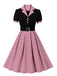 1950er Farbblock Polka Dots Revers Kleid