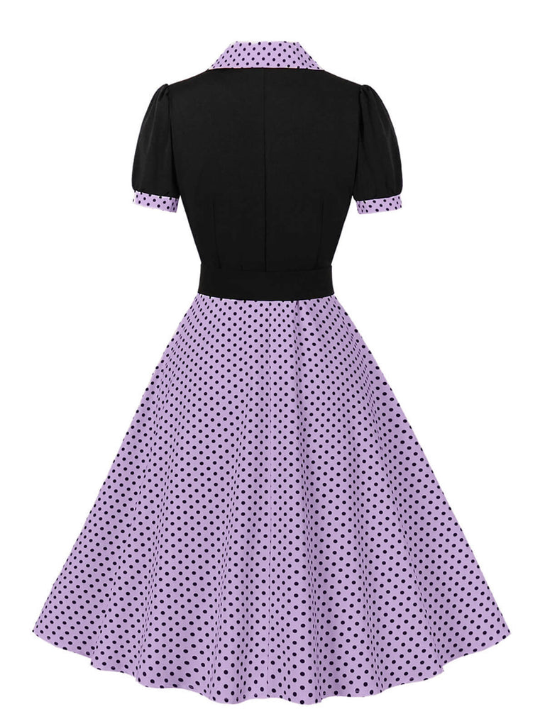 [Übergröße] 1950er Farbblock Polka Dots Reverskleid