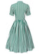 Dunkelgrün 1950er Krawattenausschnitt Gestreiftes Kleid