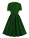 1940er Farbe Kontrast Knopf Revers Schleife Kleid