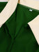 1940er Farbe Kontrast Knopf Revers Schleife Kleid