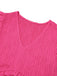 Rosa 1960er V-Ausschnitt Plissee Rüschen Kleid