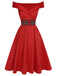 [Vorverkauf] Rotes 1950er Weihnachts-Kariertes schulterfreies Kleid