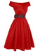 [Vorverkauf] Rotes 1950er Weihnachts-Kariertes schulterfreies Kleid