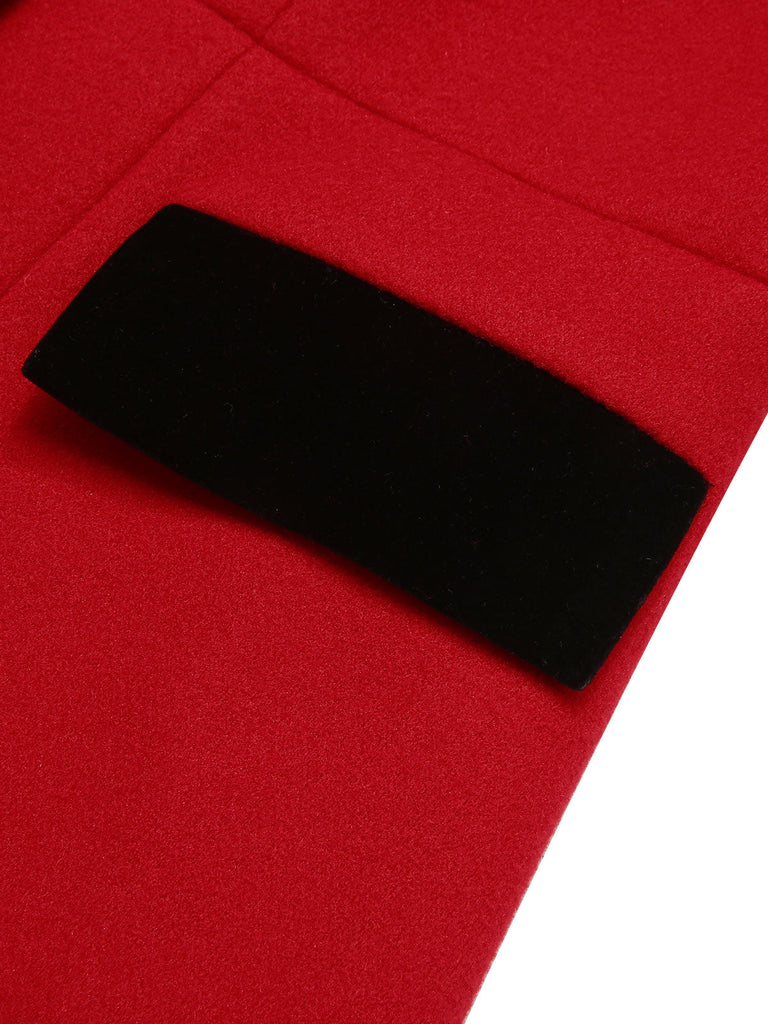 Rot-schwarzer 1950er Reversknopf-Taschenmantel