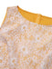 Gelbes 1960er Kleid mit Patchworkgürtel aus Spitze