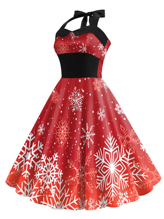 Rot 1950er Weihnachten Schneeflocke Halter Kleid