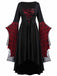 1950er Halloween Gothic Vampir Spitze Patchwork Hexenkleid