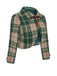 Grün 1950er Revers Schottisches Plaid Kurze Jacke