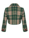 Grün 1950er Revers Schottisches Plaid Kurze Jacke