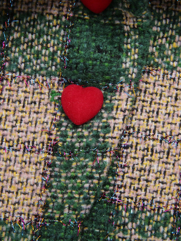 Grün 1950er Revers Schottisches Plaid Kurze Jacke