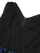 Schwarzes 1950er V-Ausschnitt 3D Schmetterling Mesh Kleid
