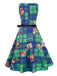 1950er Weihnachten kariertes ärmelloses Kleid mit Schleife