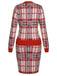 2PCS Rot 1960er Weihnachten Plaids gestrickt Cardigan & Rock