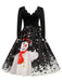 Weihnachten 1950er V-Ausschnitt Langarm Patchwork Kleid