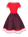 Multicolor 1950er Tupfen Patchwork Gürtelkleid
