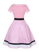 Multicolor 1950er Tupfen Patchwork Gürtelkleid