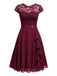 1940er Rüschen Spitze Floral Solid Kleid
