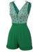 Grün 1950er Avocado Mesh V-Ausschnitt Strampler