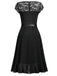 1950er V-Ausschnitt Spitzenrüschen Festes Kleid