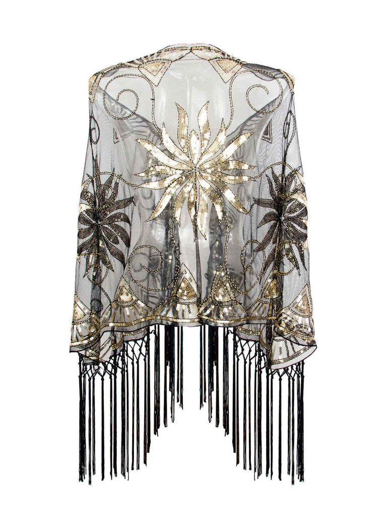 1920er Vintage Quasten Pailletten Mesh Cape