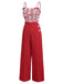 Rot 1930er Kirsch Cupcake Trägern Jumpsuit