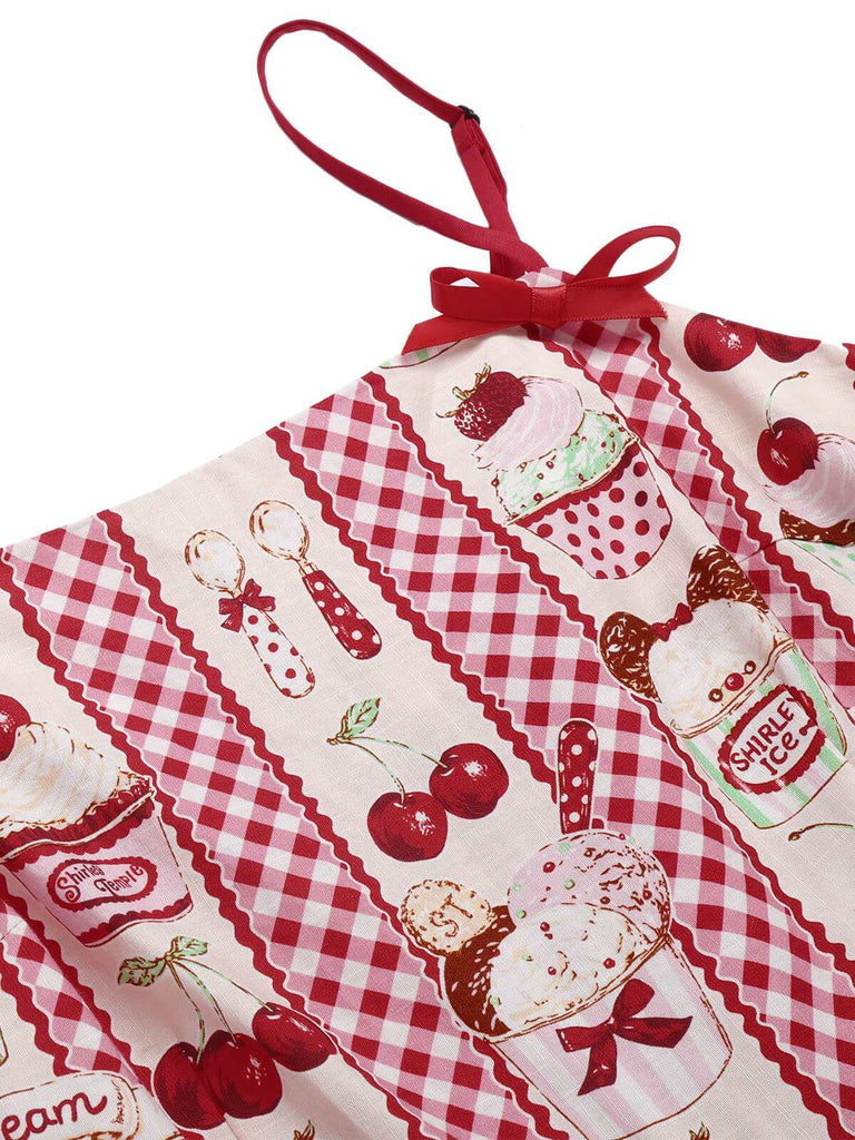 Rot 1930er Kirsch Cupcake Trägern Jumpsuit