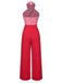 Rot 1950er Erdbeere Kreuz Halter Jumpsuit