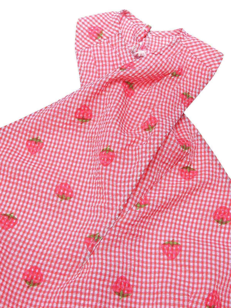 Rot 1950er Erdbeere Kreuz Halter Jumpsuit