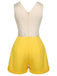 Gelb 1950er V-Ausschnitt Daisy Mesh Romper