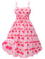 Rosa 1950er Kirsche Spaghettiträger Kleid