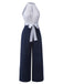 Blau 1940er Halter Polka Dot Jumpsuit