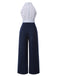 Blau 1940er Halter Polka Dot Jumpsuit