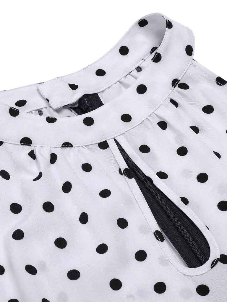 Blau 1940er Halter Polka Dot Jumpsuit