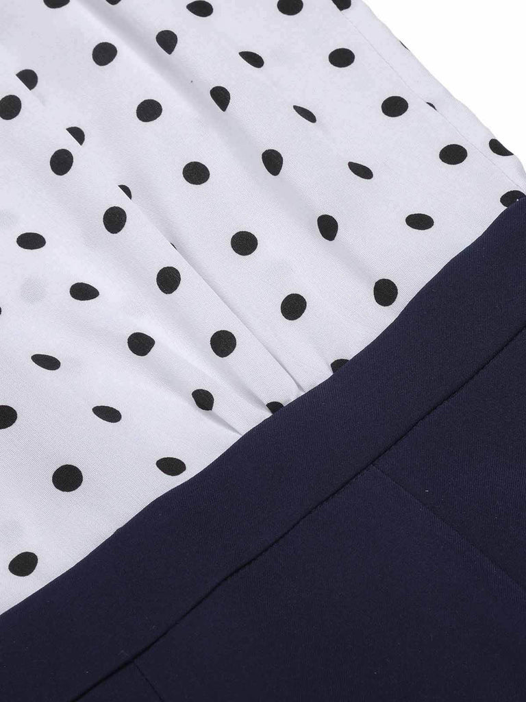 Blau 1940er Halter Polka Dot Jumpsuit