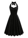 1950er Solides Trägerloses Neckholder Samtkleid