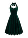 1950er Solides Trägerloses Neckholder Samtkleid