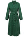 Grün 1960er Revers Lockerem Gürtel  Kleid