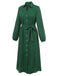 Grün 1960er Revers Lockerem Gürtel  Kleid
