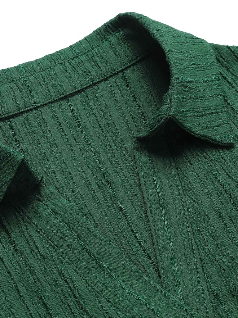 Grün 1960er Revers Lockerem Gürtel  Kleid