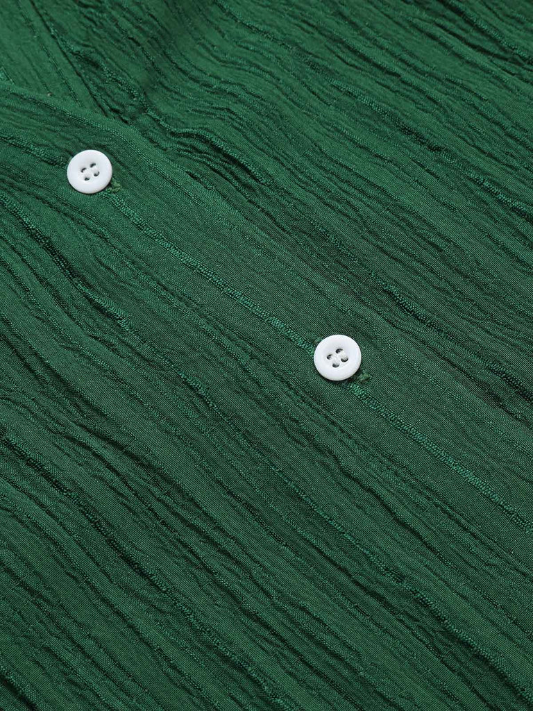 Grün 1960er Revers Lockerem Gürtel  Kleid
